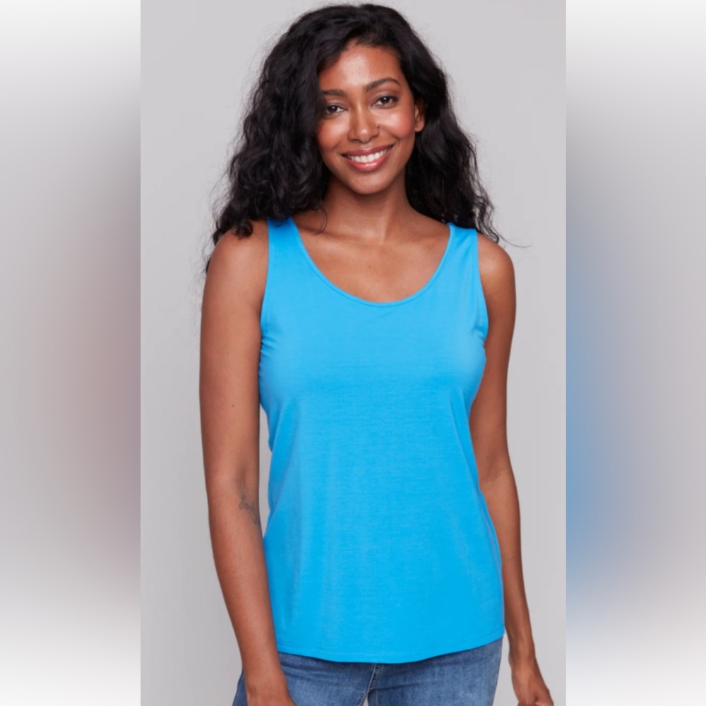 #75 Aventura Fitted Blue Tank Top XS